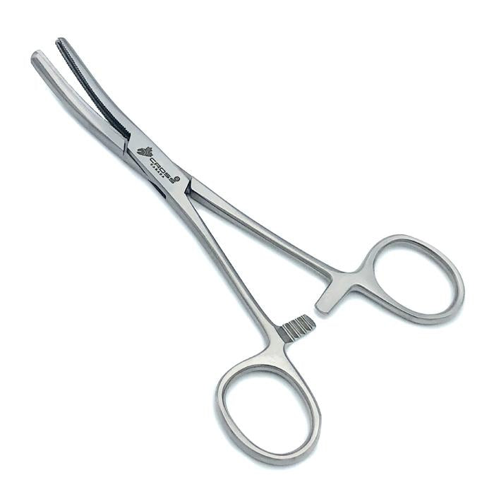 Ferguson (Fergusson) Angiotribe Forceps, 7.5” (18cm), Curved, Serrated with Longitudinal Groove
