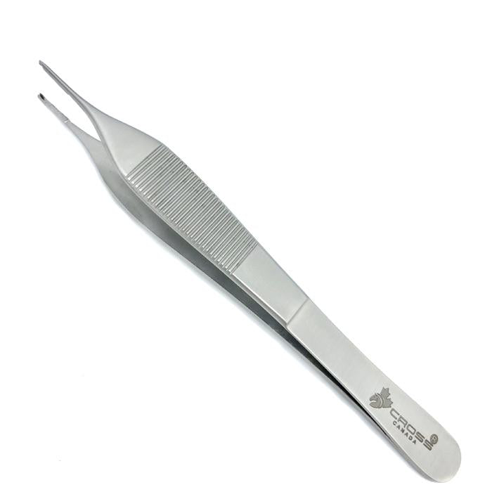 Micro Adson Tissue Forceps, 4.75" (12cm), Straight, 1x2 Teeth, Ultra Fine Tip, Smooth Jaws