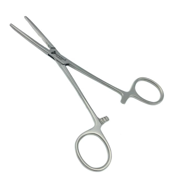 Rochester-Carmalt Forceps, 6.25" (16cm), Straight, Longitudinally Serrated Jaws, Cross Serrated Tips