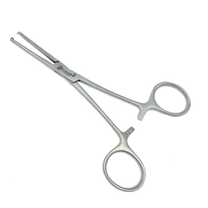 Rochester-Oschner (Kocher) Forceps, 5.5” (14cm), Straight, Serrated, 1x2 Teeth
