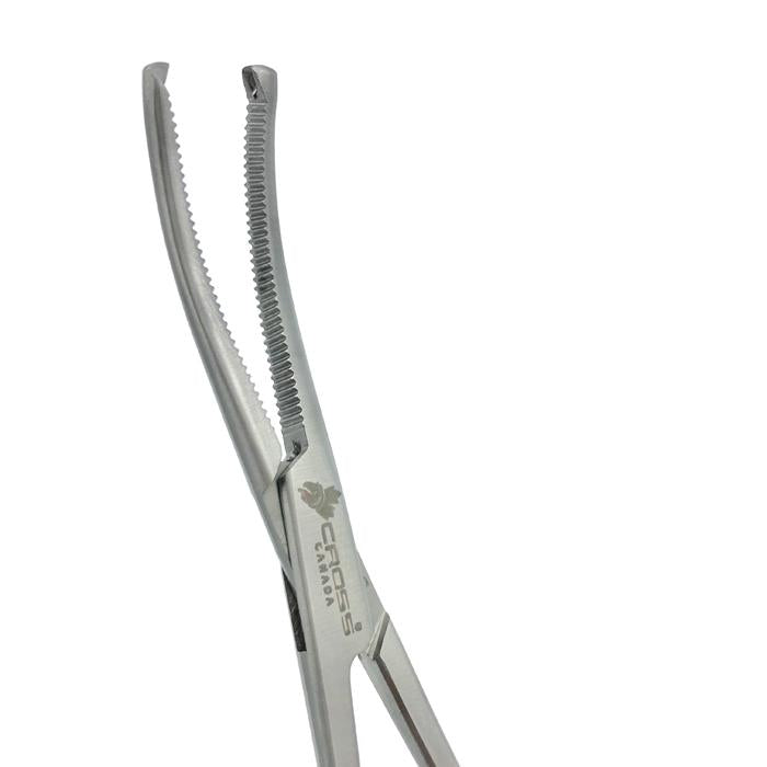 Rochester-Oschner (Kocher) Forceps, 6.25” (16cm), Curved, Serrated, 1x2 Teeth