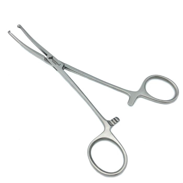 Rochester-Oschner (Kocher) Forceps, 7” (18cm), Curved, Serrated, 1x2 Teeth