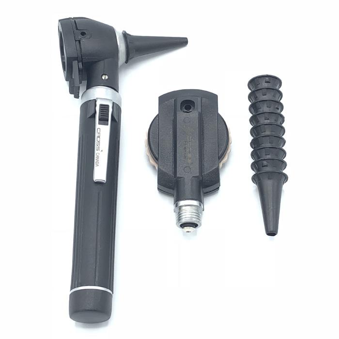 FIBER OPTIC LED POCKET OTOSCOPE & OPHTHALMOSCOPE DIAGNOSTIC SET - BLACK