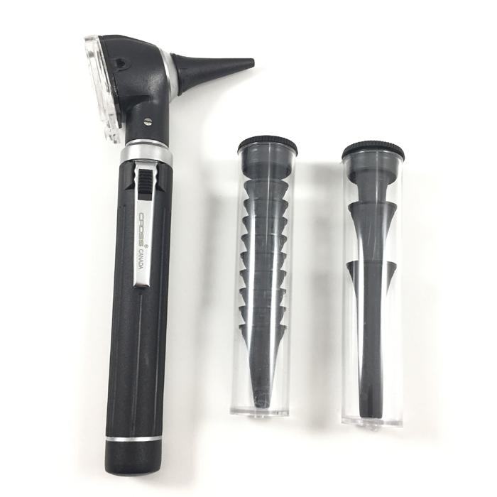 FIBER OPTIC LED POCKET OTOSCOPE DIAGNOSTIC SET - BLACK