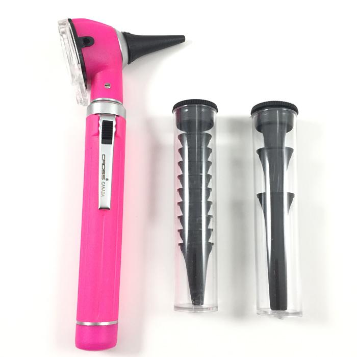 FIBER OPTIC LED POCKET OTOSCOPE DIAGNOSTIC SET - PINK