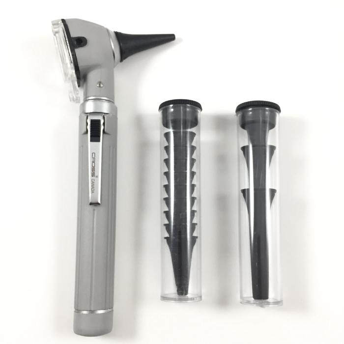 FIBER OPTIC LED POCKET OTOSCOPE DIAGNOSTIC SET - GRAY