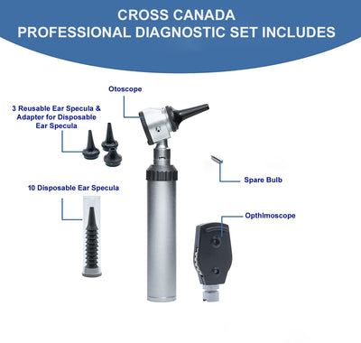 Cross Canada Physician LED Otoscope and Ophthalmoscope Diagnostic Set